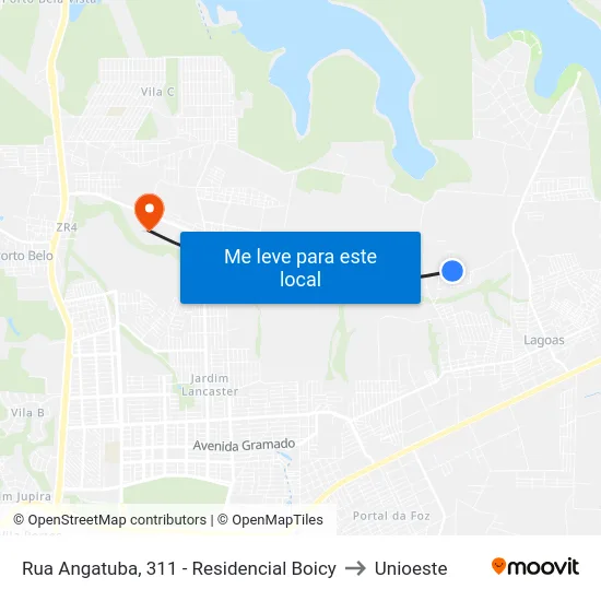 Rua Angatuba, 311 - Residencial Boicy to Unioeste map