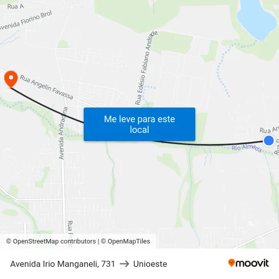Avenida Irio Manganeli, 731 to Unioeste map