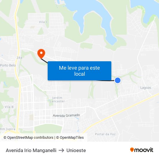Avenida Irio Manganelli to Unioeste map