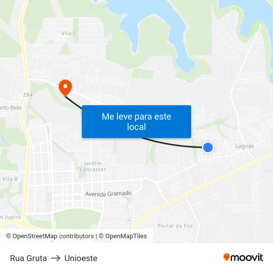 Rua Gruta to Unioeste map