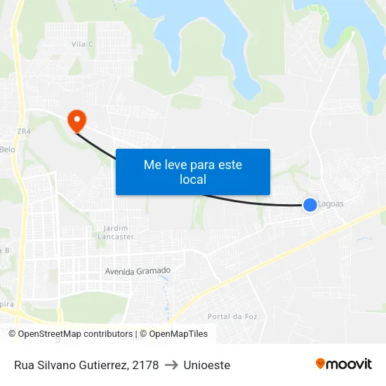 Rua Silvano Gutierrez, 2178 to Unioeste map