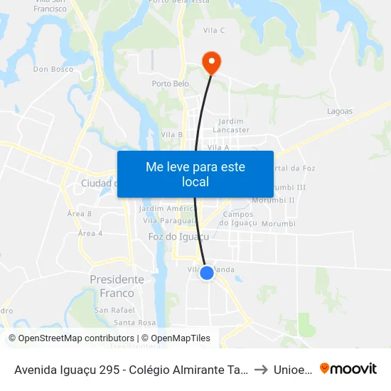 Avenida Iguaçu 295 - Colégio Almirante Tamandaré to Unioeste map