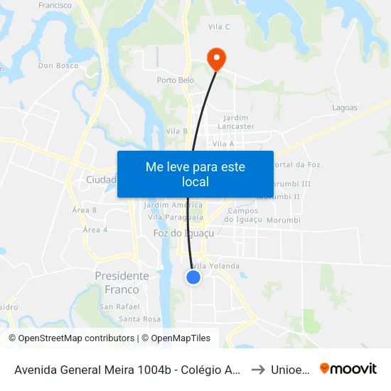 Avenida General Meira 1004b - Colégio Agrícola to Unioeste map