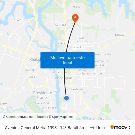 Avenida General Meira 1993 - 14º Batalhão Da Polícia Militar to Unioeste map