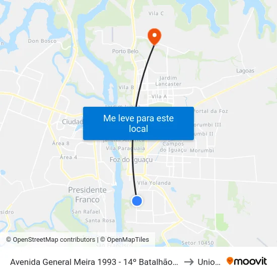 Avenida General Meira 1993 - 14º Batalhão Da Polícia Militar to Unioeste map