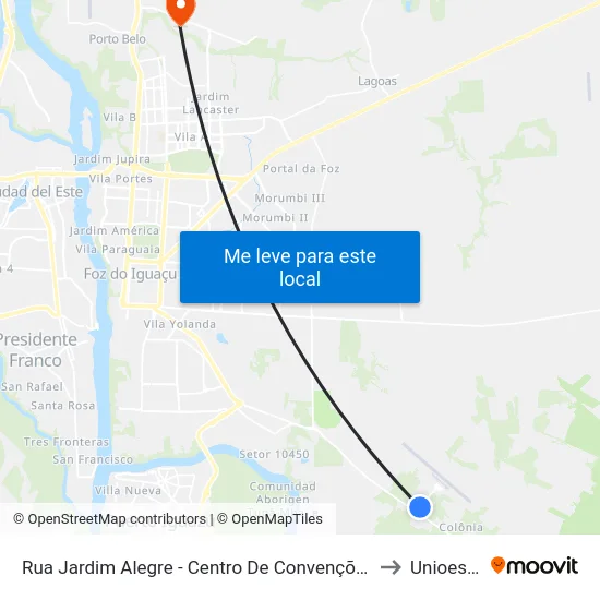 Rua Jardim Alegre - Centro De Convenções to Unioeste map