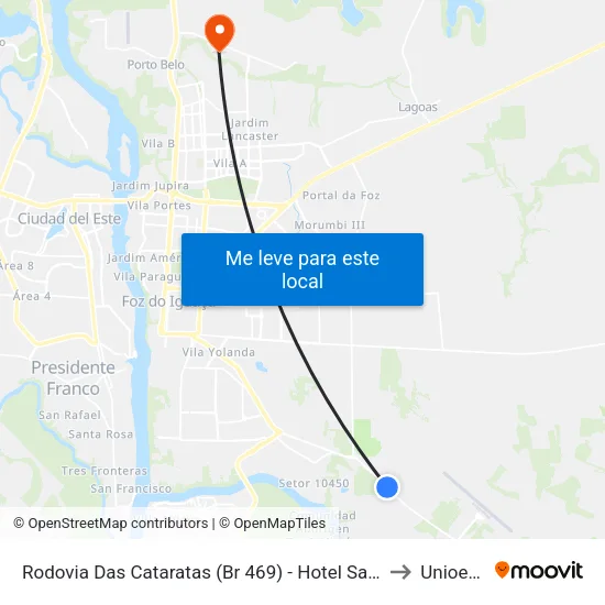Rodovia Das Cataratas (Br 469) - Hotel San Juan to Unioeste map