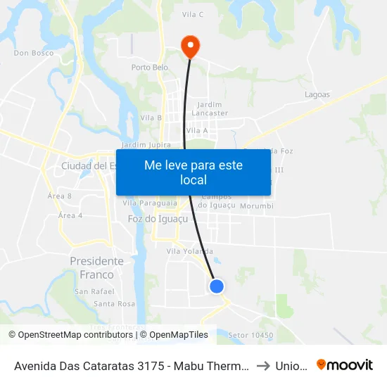 Avenida Das Cataratas 3175 - Mabu Thermas Grand Resort to Unioeste map