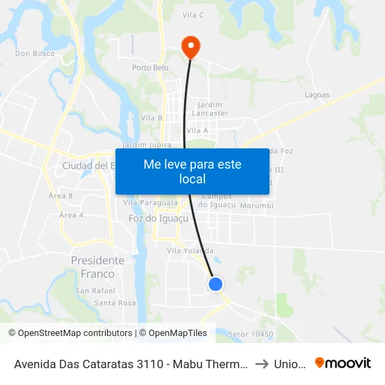 Avenida Das Cataratas 3110 - Mabu Thermas Grand Resort to Unioeste map