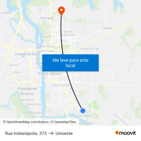 Rua Indianópolis, 373 to Unioeste map