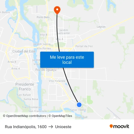 Rua Indianópolis, 1600 to Unioeste map
