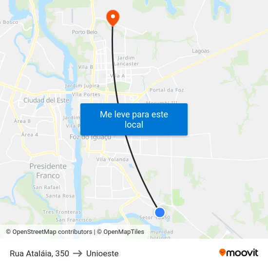 Rua Ataláia, 350 to Unioeste map