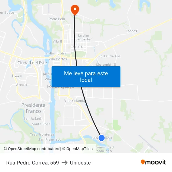 Rua Pedro Corrêa, 559 to Unioeste map