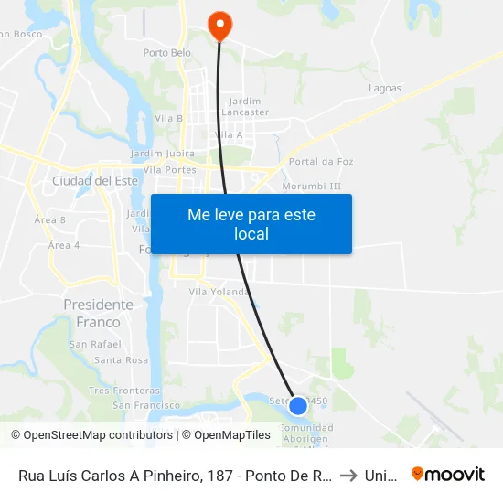 Rua Luís Carlos A Pinheiro, 187 - Ponto De Regulagem Novo Horizonte to Unioeste map