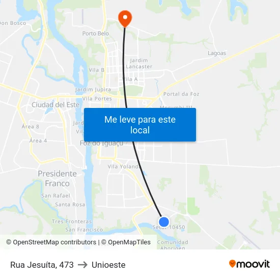 Rua Jesuíta, 473 to Unioeste map