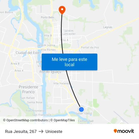 Rua Jesuíta, 267 to Unioeste map