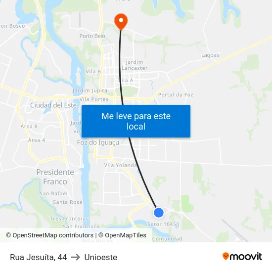 Rua Jesuíta, 44 to Unioeste map