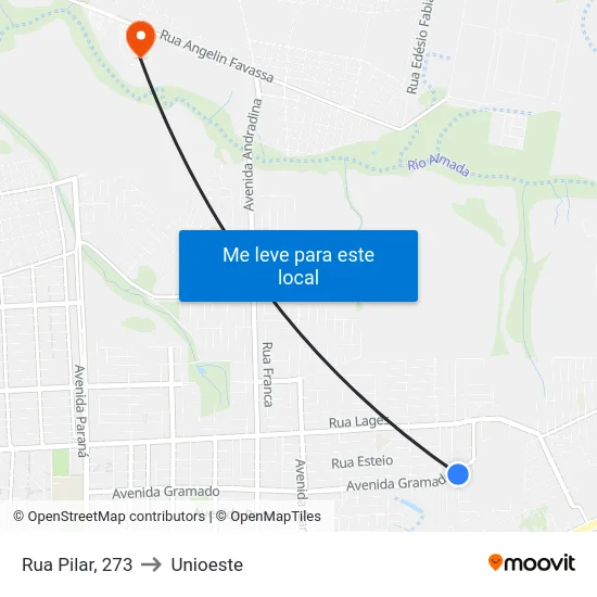 Rua Pilar, 273 to Unioeste map