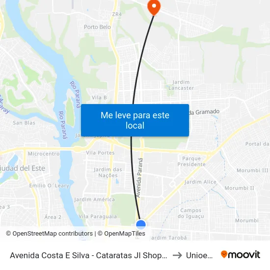 Avenida Costa E Silva - Cataratas Jl Shopping to Unioeste map
