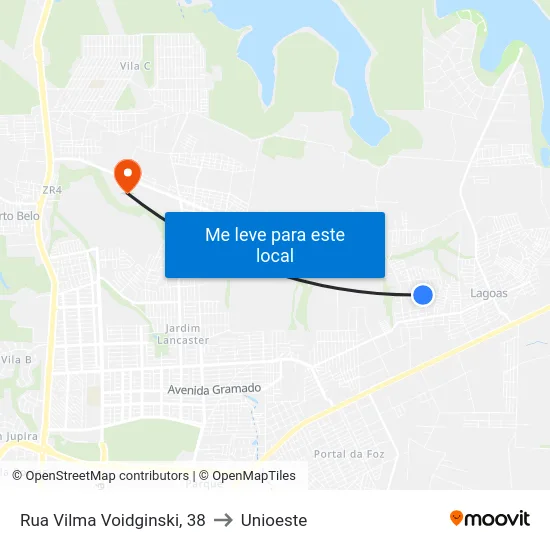 Rua Vilma Voidginski, 38 to Unioeste map