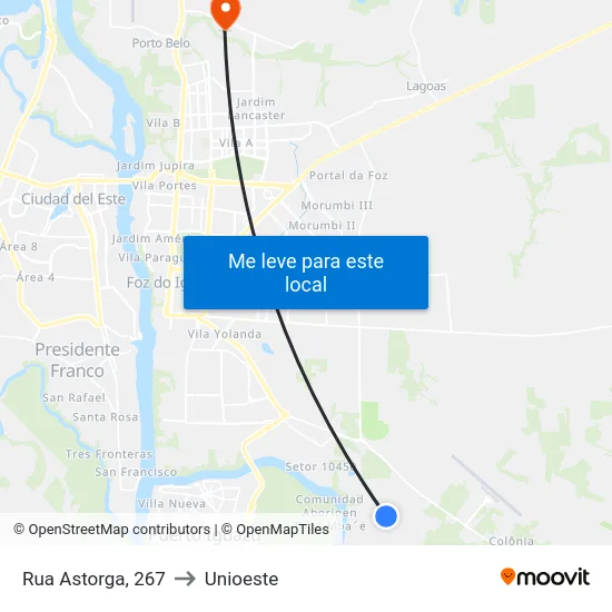 Rua Astorga, 267 to Unioeste map