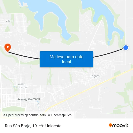 Rua São Borja, 19 to Unioeste map