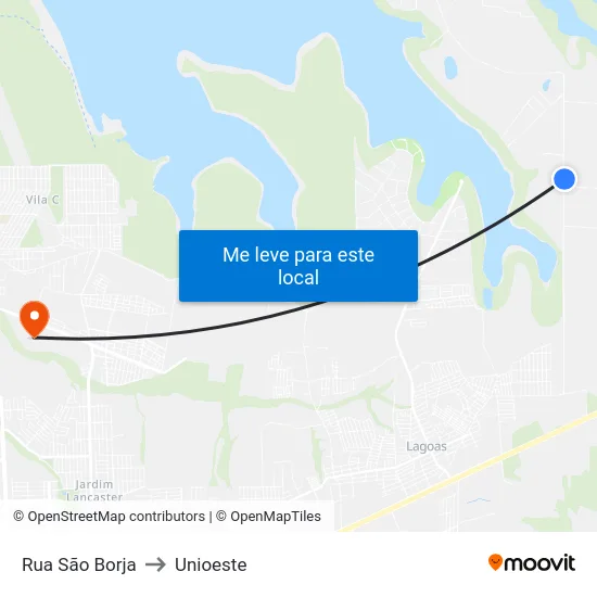 Rua São Borja to Unioeste map