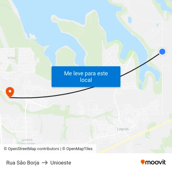 Rua São Borja to Unioeste map