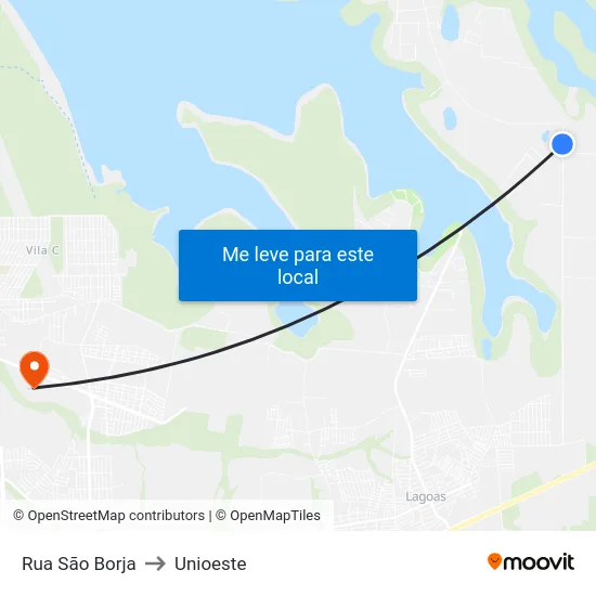 Rua São Borja to Unioeste map