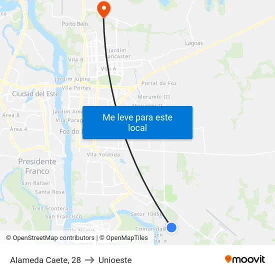 Alameda Caete, 28 to Unioeste map