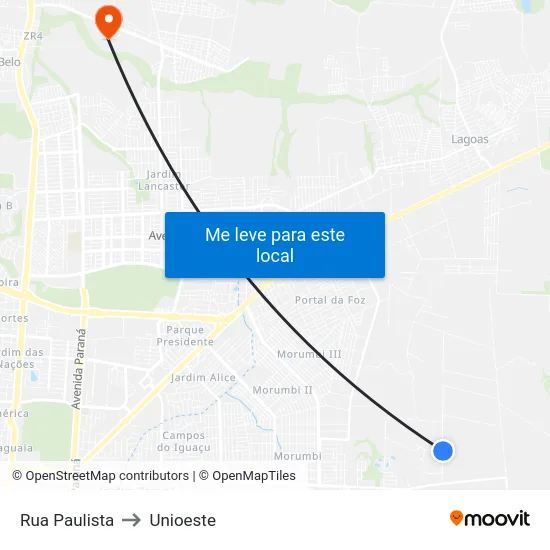 Rua Paulista to Unioeste map