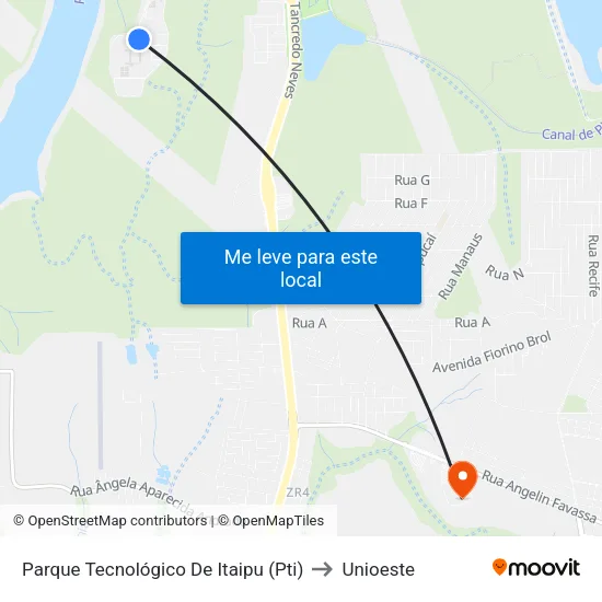 Parque Tecnológico De Itaipu (Pti) to Unioeste map