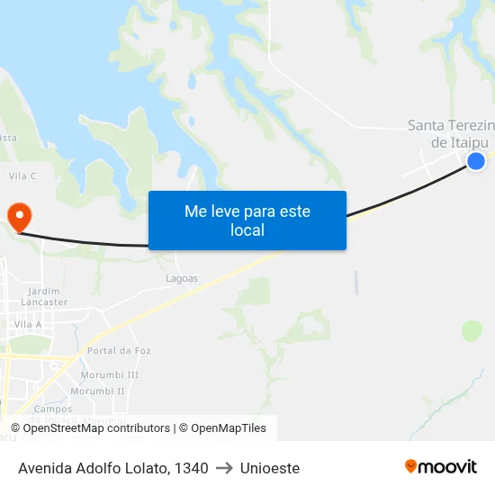 Avenida Adolfo Lolato, 1340 to Unioeste map