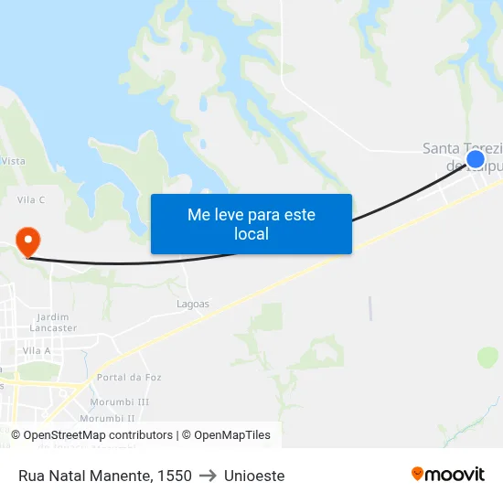 Rua Natal Manente, 1550 to Unioeste map