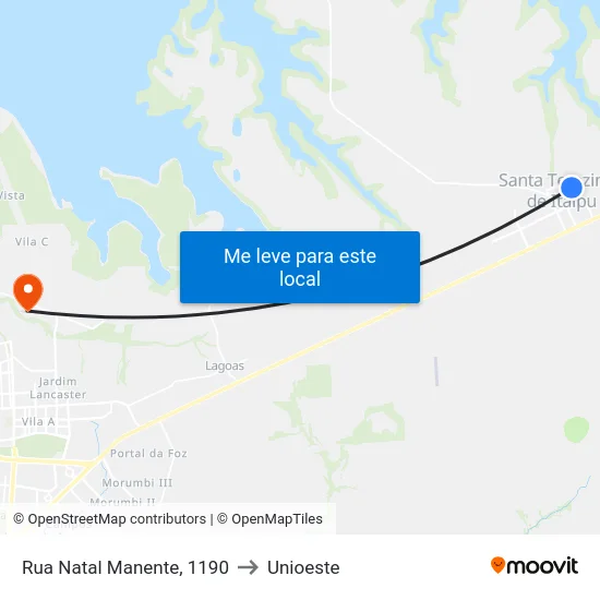 Rua Natal Manente, 1190 to Unioeste map