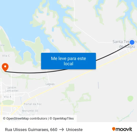 Rua Ulisses Guimaraes, 660 to Unioeste map
