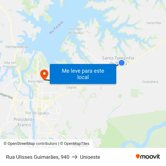 Rua Ulisses Guimarães, 940 to Unioeste map