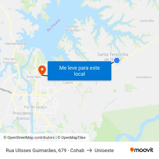 Rua Ulisses Guimarães, 679 - Cohab to Unioeste map