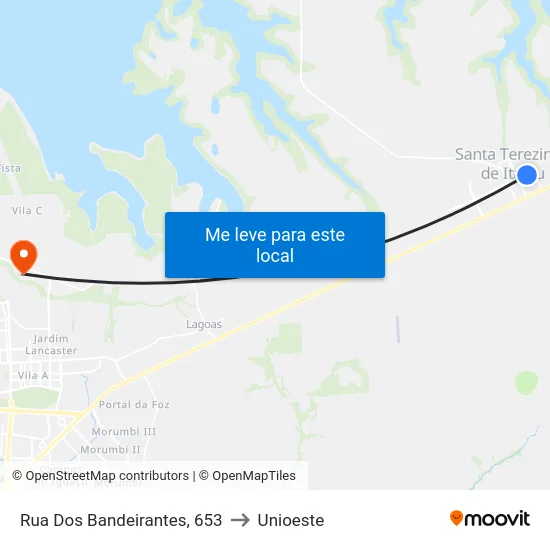 Rua Dos Bandeirantes, 653 to Unioeste map