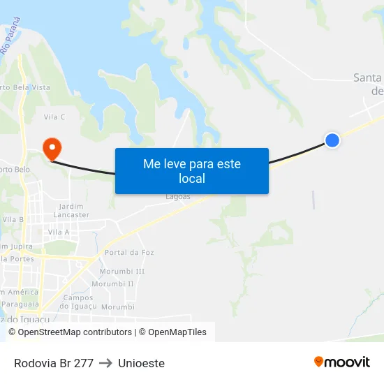 Rodovia Br 277 to Unioeste map