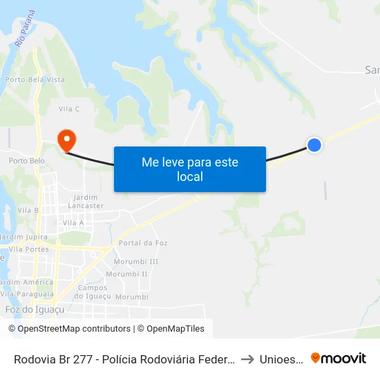 Rodovia Br 277 - Polícia Rodoviária Federal to Unioeste map