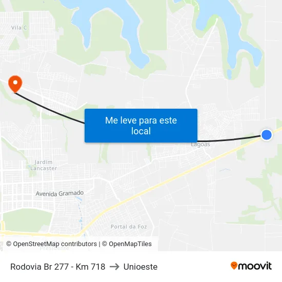 Rodovia Br 277 - Km 718 to Unioeste map