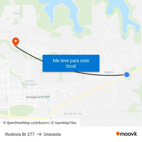 Rodovia Br 277 to Unioeste map