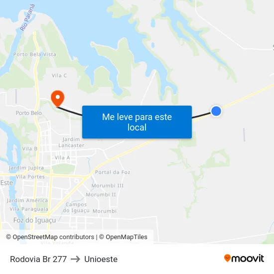 Rodovia Br 277 to Unioeste map