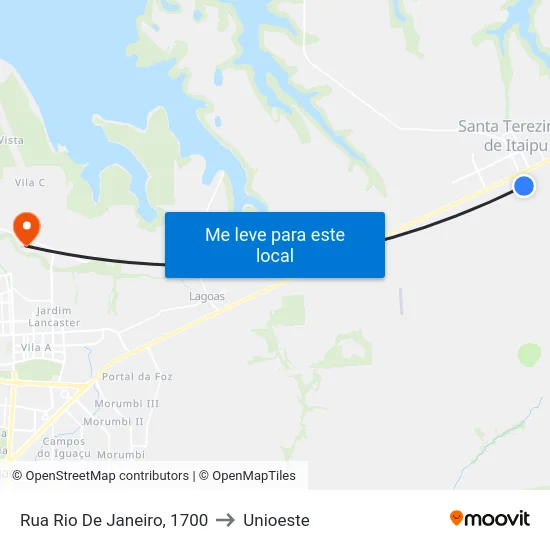 Rua Rio De Janeiro, 1700 to Unioeste map