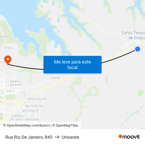 Rua Rio De Janeiro, 845 to Unioeste map