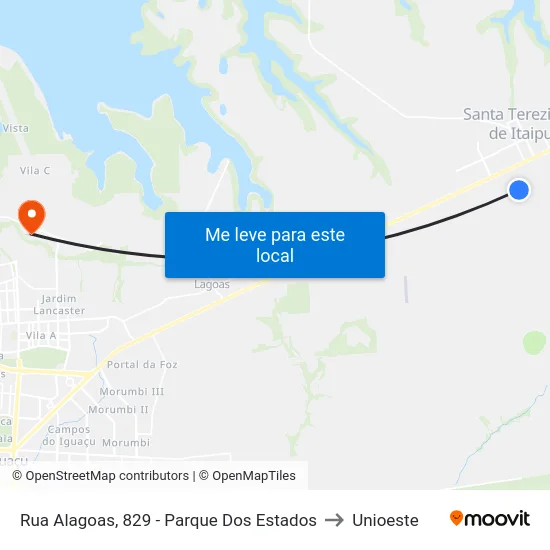 Rua Alagoas, 829 - Parque Dos Estados to Unioeste map