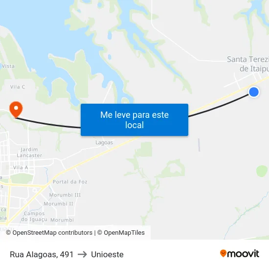 Rua Alagoas, 491 to Unioeste map