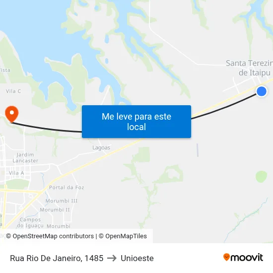 Rua Rio De Janeiro, 1485 to Unioeste map