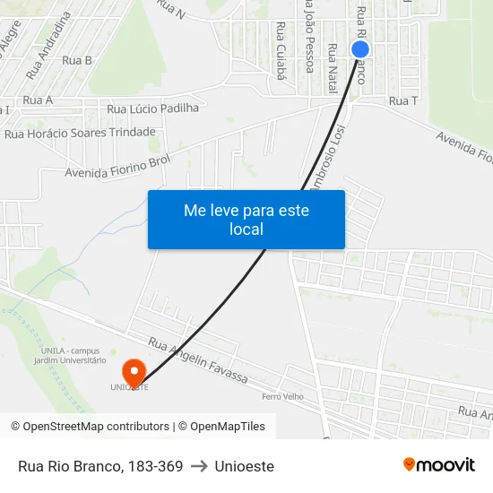 Rua Rio Branco, 183-369 to Unioeste map